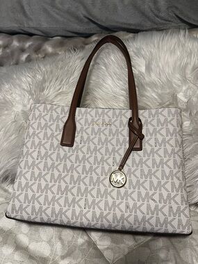 Michael Kors Beige Monogram Tote with Brown Handles - Brand new with tag